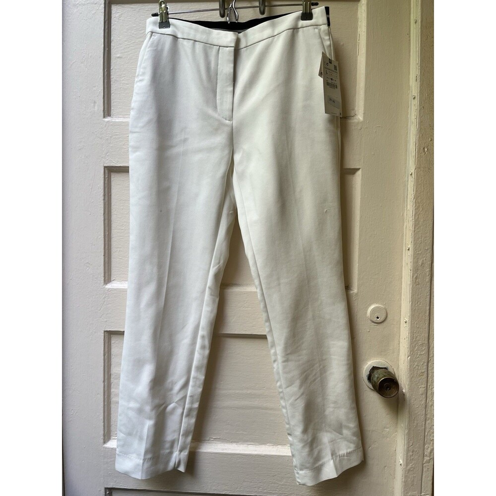 Zara White Pants Sz L Jogger Waist Office Casual Business Comfort Corporate NWT
